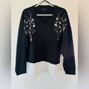 NWT Calligraphie Rhinestones Embellished Cotton Sweatshirt size Large